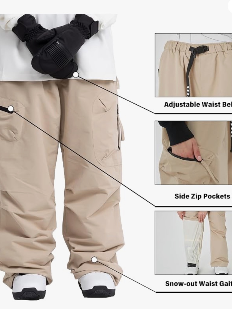 New Snowverb Loose Fit Ski & Snowboard Snow Cargo Pants For Mens And Womens — image 3 of 8